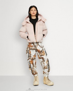 Dusty Rose Women Moose Knuckles Velour Comptoir Puffer Jackets | SJE-140579