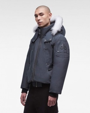 Granite / Natural Shearling Men Moose Knuckles Original Ballistic Bomber Shearling Bomber Jackets | XRD-270514