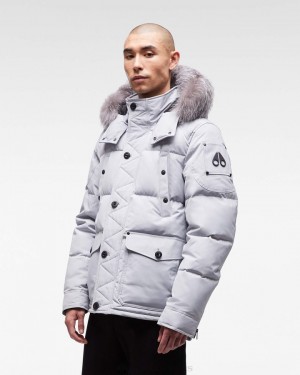 Gray Birch / Frost Fox Fur Men Moose Knuckles Onyx Round Island Jacket Jackets | YJM-126890