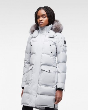 Gray Birch / Frost Fox Fur Women Moose Knuckles Onyx Causapscal Parka Parkas | SNP-712085