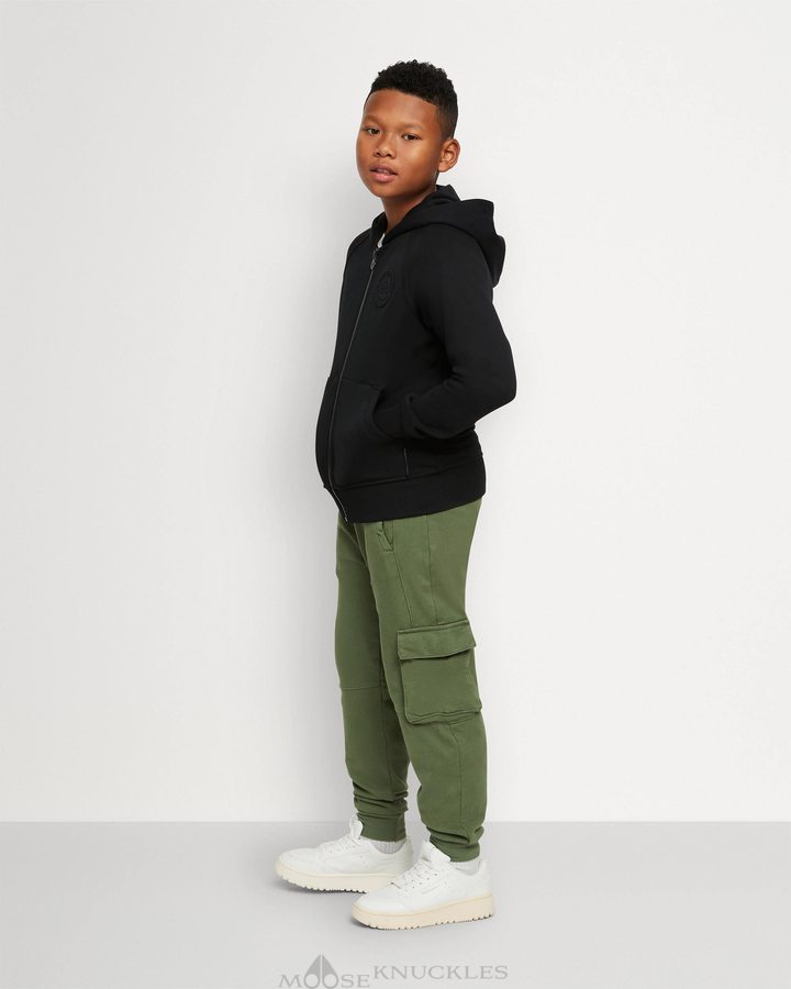 Black Kids' Moose Knuckles Kennedy Zip Hoodie Hoodie | HNQ-093681