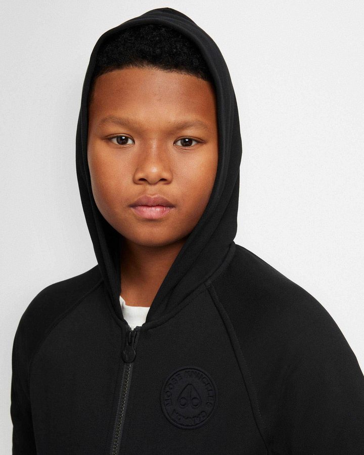 Black Kids' Moose Knuckles Kennedy Zip Hoodie Hoodie | HNQ-093681