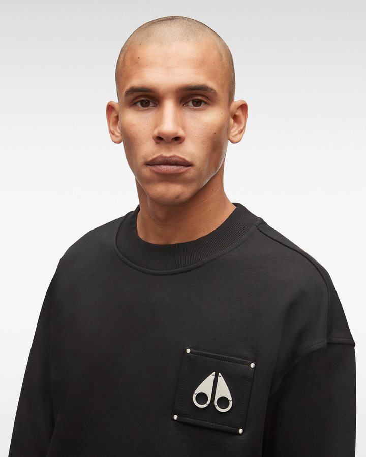 Black Men Moose Knuckles Brooklyn Crew Neck Sweatshirts | PFS-746105