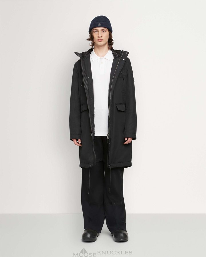 Black Men Moose Knuckles Garson Anorak Anoraks | TWU-307926