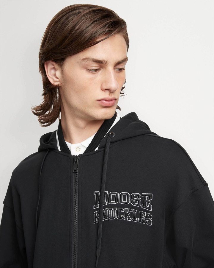 Black Men Moose Knuckles Moose Varsity Hoodie Sweatshirts | NFO-842961