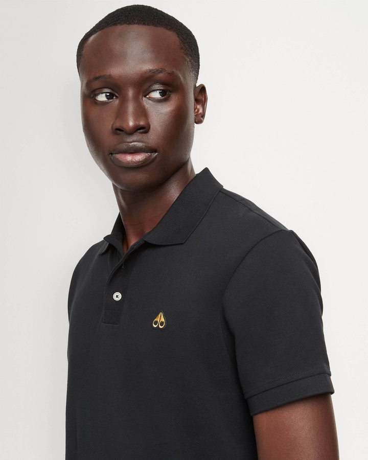 Black Men Moose Knuckles Pique Polo Tees | XRA-974635