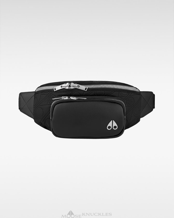 Black Monogram Men Moose Knuckles Logo Hip Pouch Bags | AKI-160723