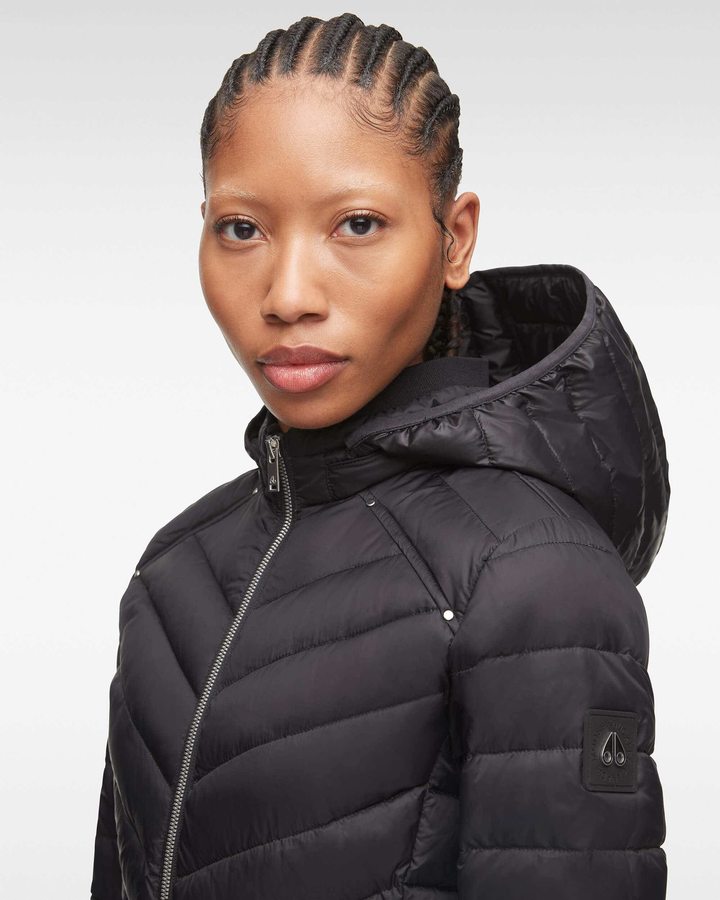 Black Women Moose Knuckles Air Down Parka Parkas | HDJ-580964