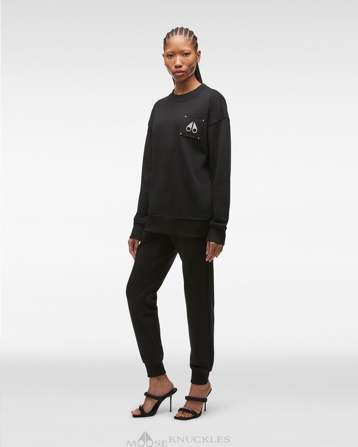 Black Women Moose Knuckles Brooklyn Crew Neck Sweatshirts | LBI-712945