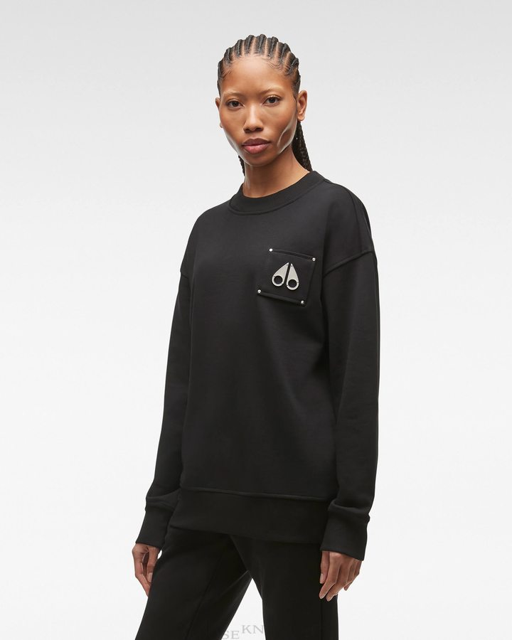 Black Women Moose Knuckles Brooklyn Crew Neck Sweatshirts | LBI-712945