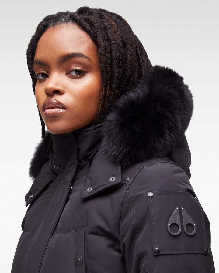 Black / Black Fox Fur Women Moose Knuckles Onyx Causapscal Parka Parkas | WYT-413876