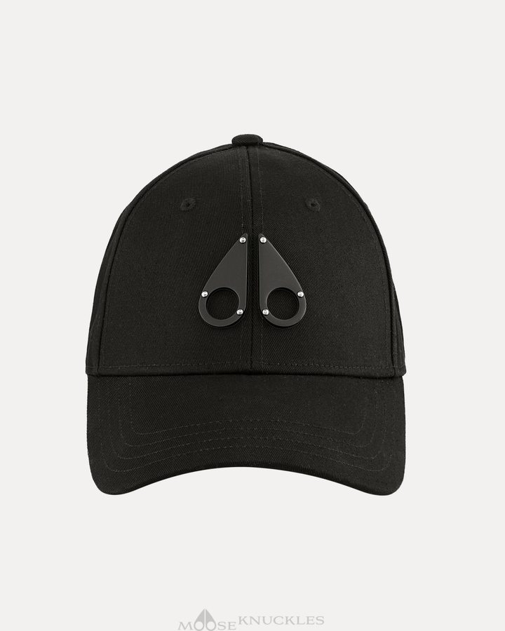 Black / Black Logo Men Moose Knuckles Logo Icon Cap Baseball caps | DZQ-243705