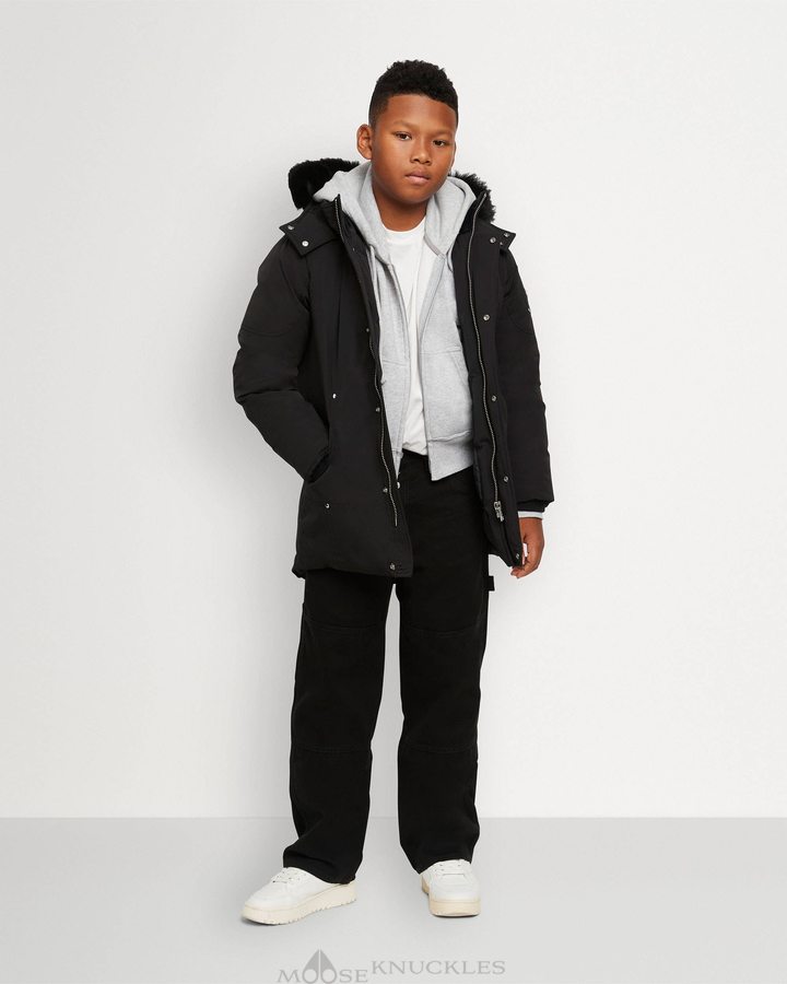 Black / Black Shearling Kids' Moose Knuckles Original Parka Shearling Parkas | VXU-485973