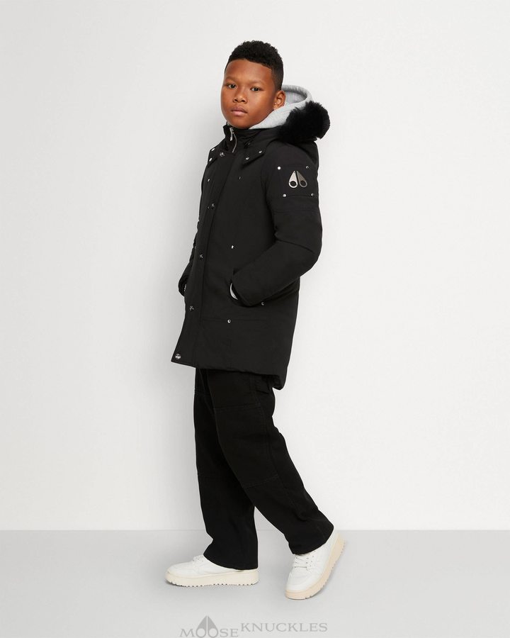 Black / Black Shearling Kids' Moose Knuckles Original Parka Shearling Parkas | VXU-485973