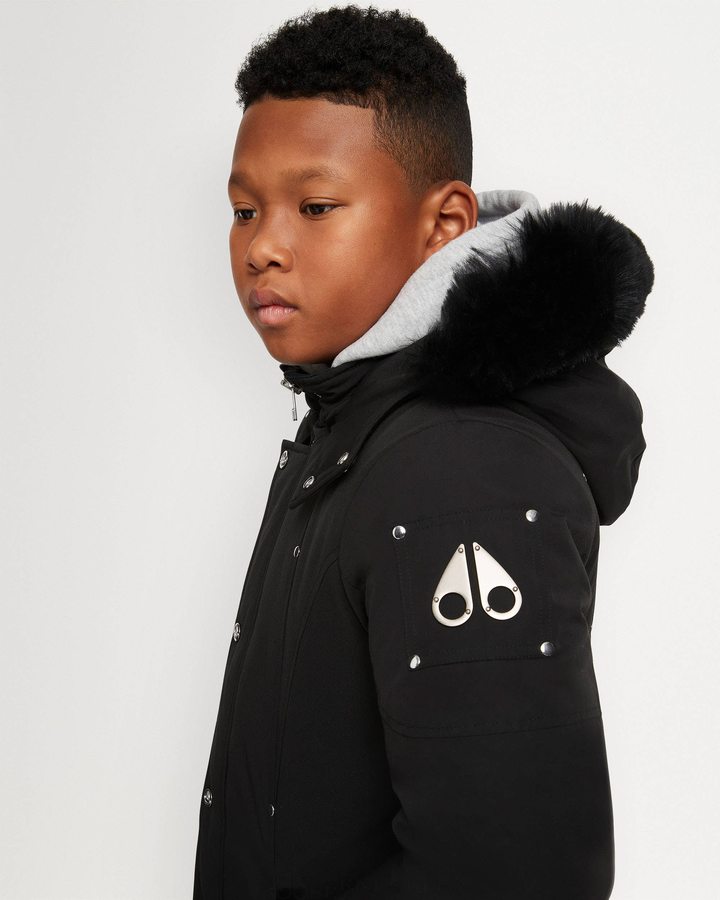 Black / Black Shearling Kids' Moose Knuckles Original Parka Shearling Parkas | VXU-485973