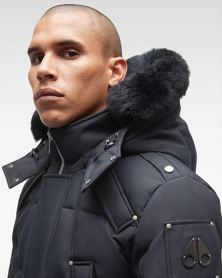 Black / Black Shearling Men Moose Knuckles Cloud Parka Neoshear Parkas | OCT-384610