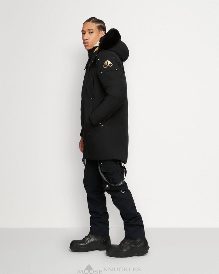 Black / Black Shearling Men Moose Knuckles Gold Stirling Parka Neoshear Parkas | BGH-401986