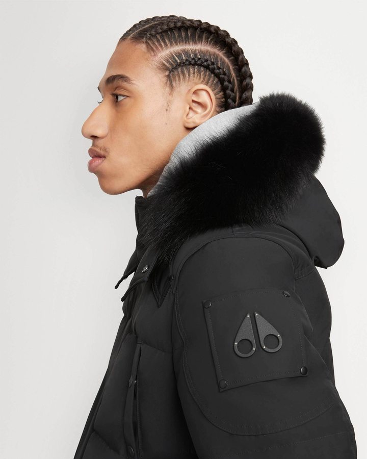 Black / Black Shearling Men Moose Knuckles Onyx Big Ridge Parka Shearling Parkas | USI-085194