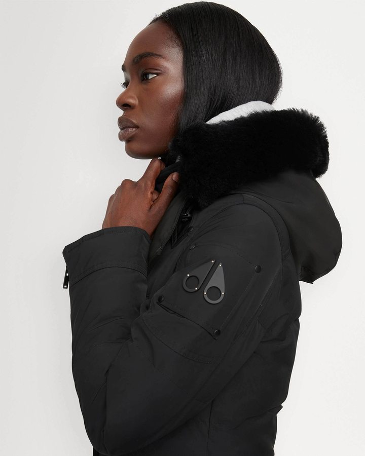 Black / Black Shearling Women Moose Knuckles Onyx Causapscal Parka Parkas | RFQ-830971