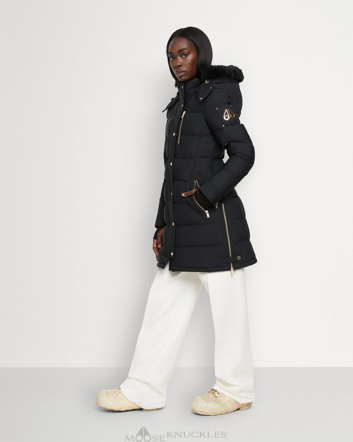 Black / Black Shearling Women Moose Knuckles Gold Watershed Parka Parkas | MEZ-057914