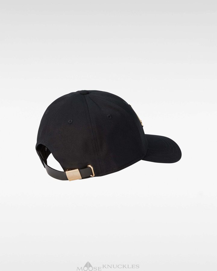 Black / Gold Logo Men Moose Knuckles Gold Logo Icon Cap Baseball caps | ETH-039645