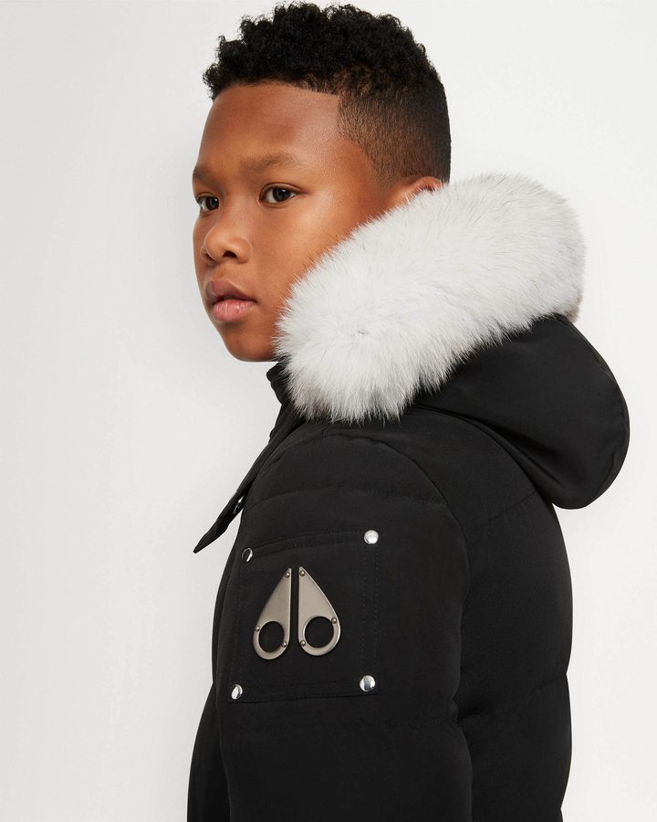 Black / Natural Shearling Kids' Moose Knuckles Original 3q Shearling Jackets | JTY-634258