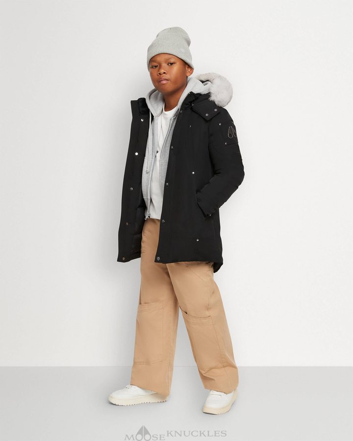 Black / Natural Shearling Kids' Moose Knuckles Original Parka Shearling Parkas | GIW-182376