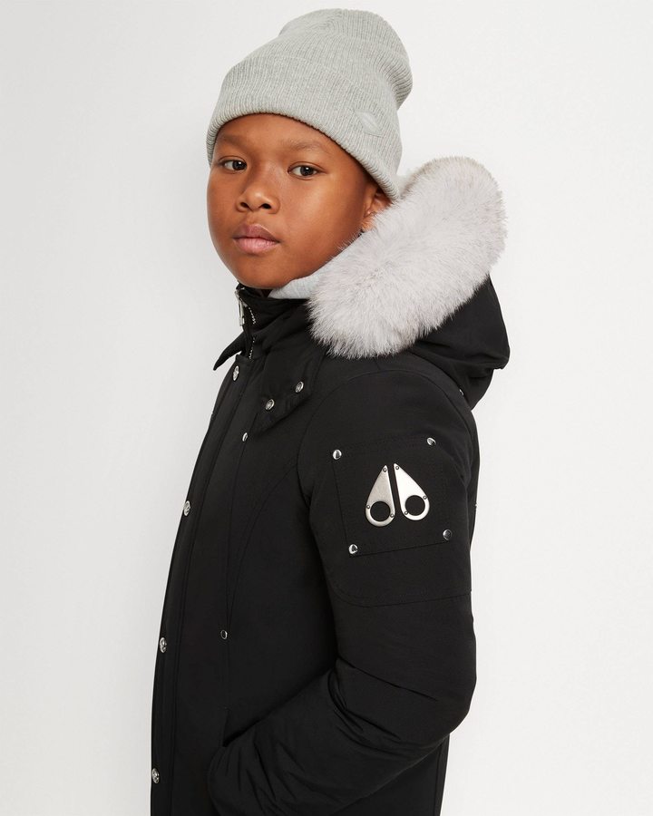 Black / Natural Shearling Kids' Moose Knuckles Original Parka Shearling Parkas | GIW-182376