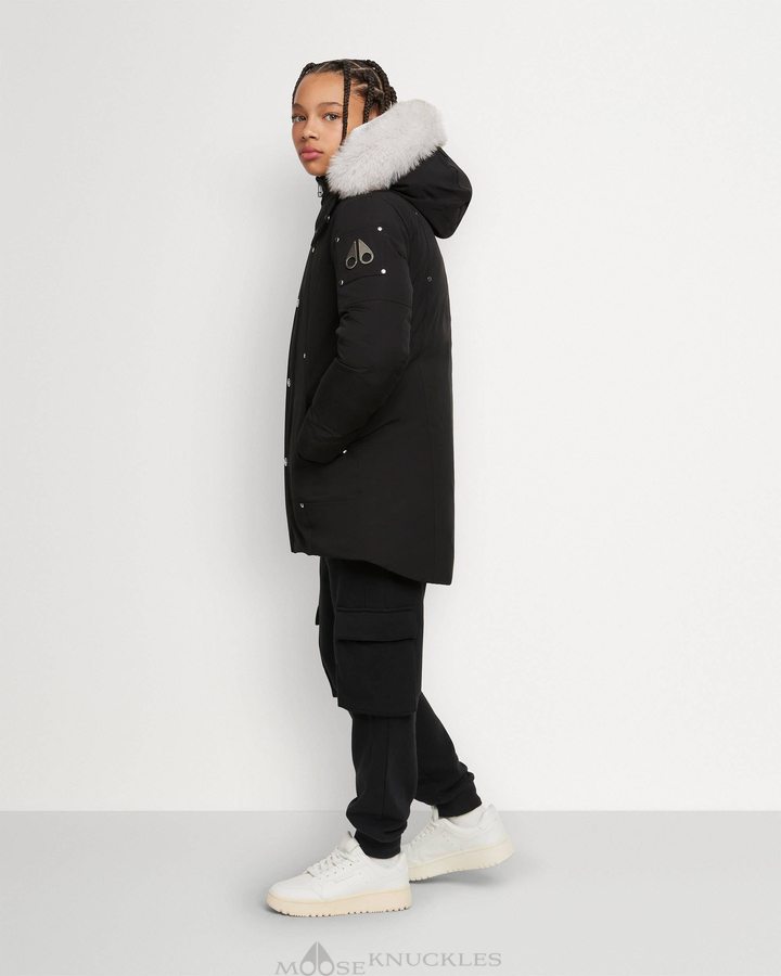 Black / Natural Shearling Kids' Moose Knuckles Original Parka Shearling Parkas | GIW-182376