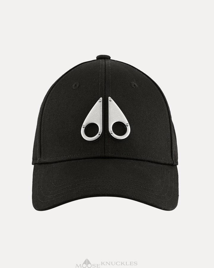 Black / Nickel Logo Men Moose Knuckles Logo Icon Cap Baseball caps | PBD-593210