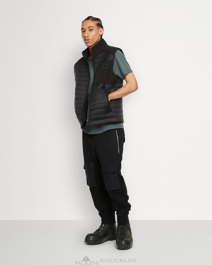 Black / Shiny Black Men Moose Knuckles Sherwood Vest Vests | NBF-761593