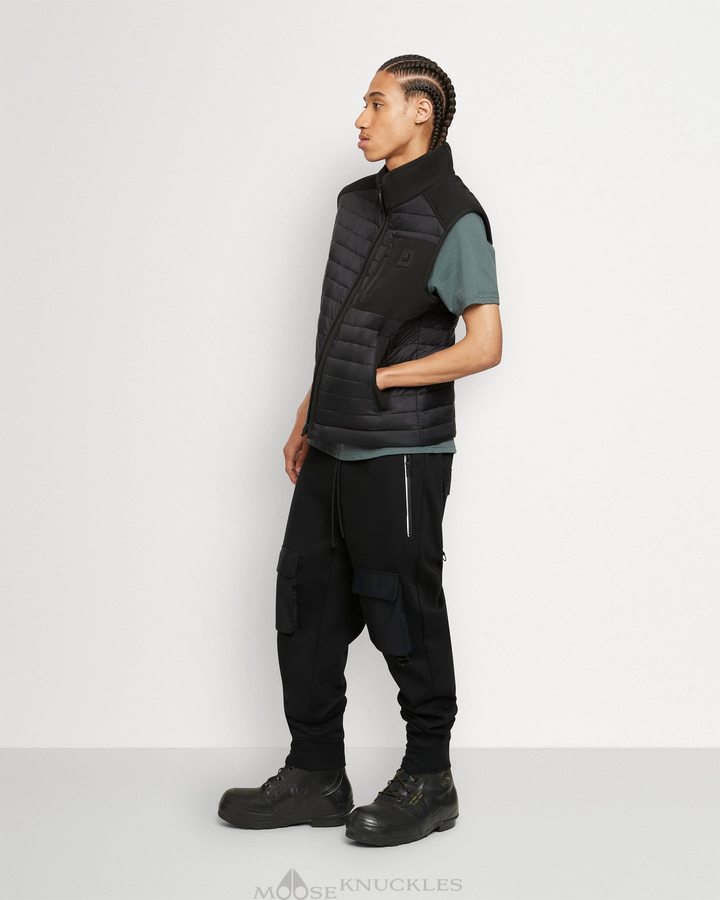 Black / Shiny Black Men Moose Knuckles Sherwood Vest Vests | NBF-761593