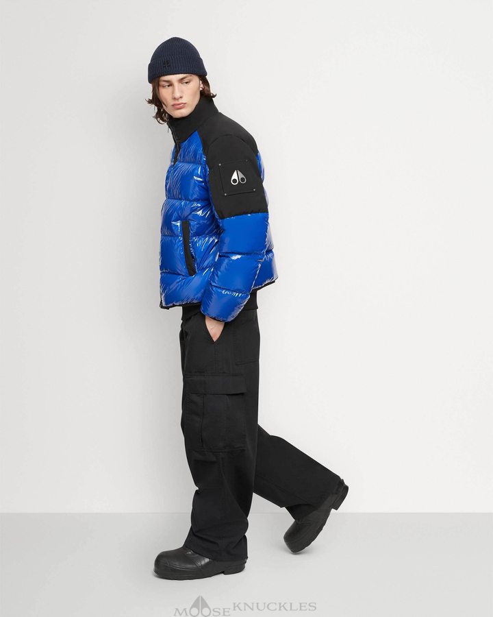 Cobalt / Black Men Moose Knuckles Dugald Puffer Jackets | TYH-247168