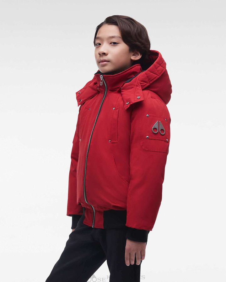 Deep Red Kids' Moose Knuckles Original Bomber Bomber Jackets | EXR-018947