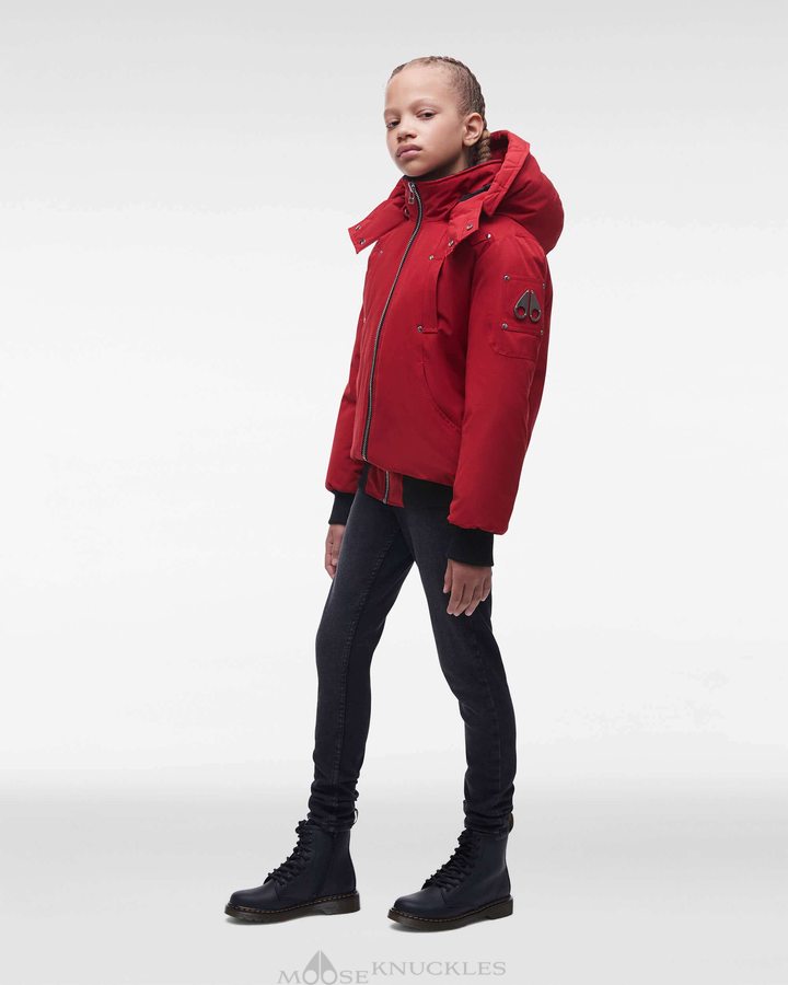 Deep Red Kids' Moose Knuckles Original Bomber Bomber Jackets | EXR-018947