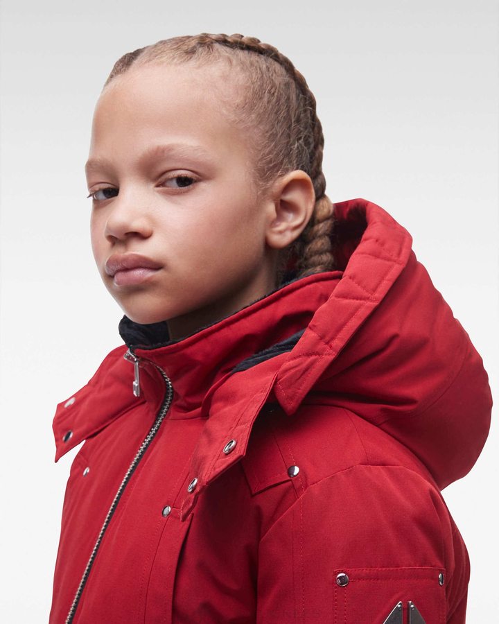 Deep Red Kids' Moose Knuckles Original Bomber Bomber Jackets | EXR-018947