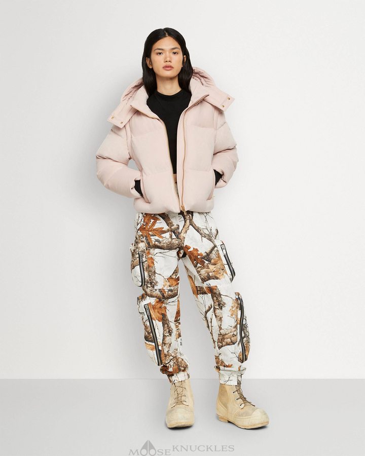 Dusty Rose Women Moose Knuckles Velour Comptoir Puffer Jackets | SJE-140579