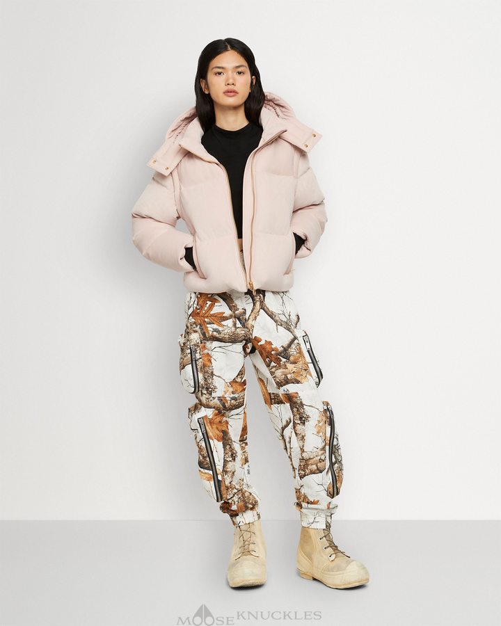 Dusty Rose Women Moose Knuckles Velour Comptoir Puffer Jackets | SJE-140579