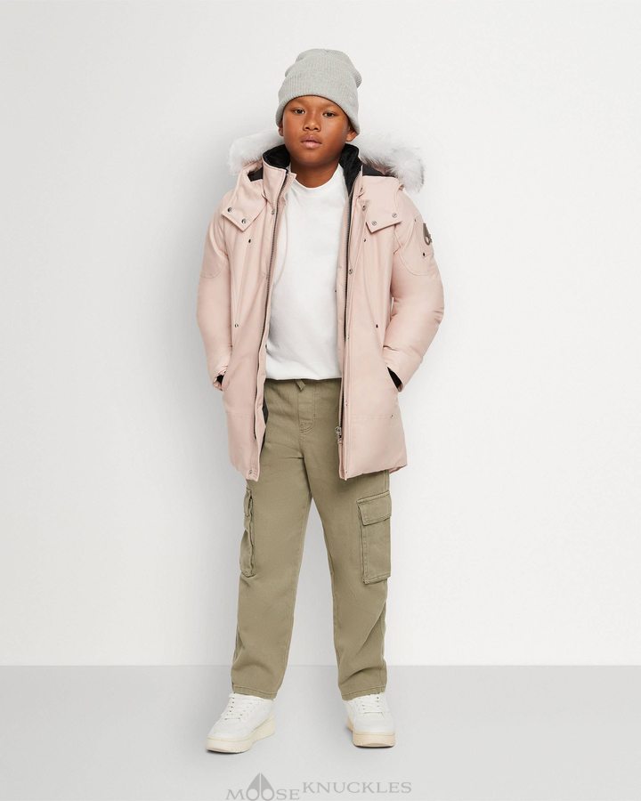 Dusty Rose / Natural Shearling Kids' Moose Knuckles Original Parka Shearling Parkas | MXH-482593