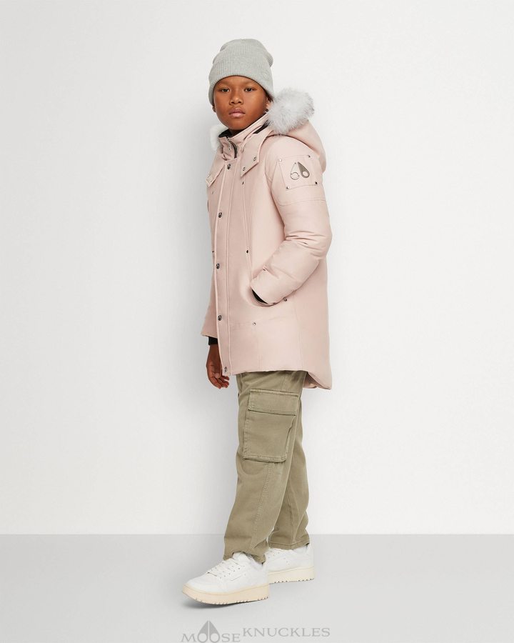 Dusty Rose / Natural Shearling Kids' Moose Knuckles Original Parka Shearling Parkas | MXH-482593