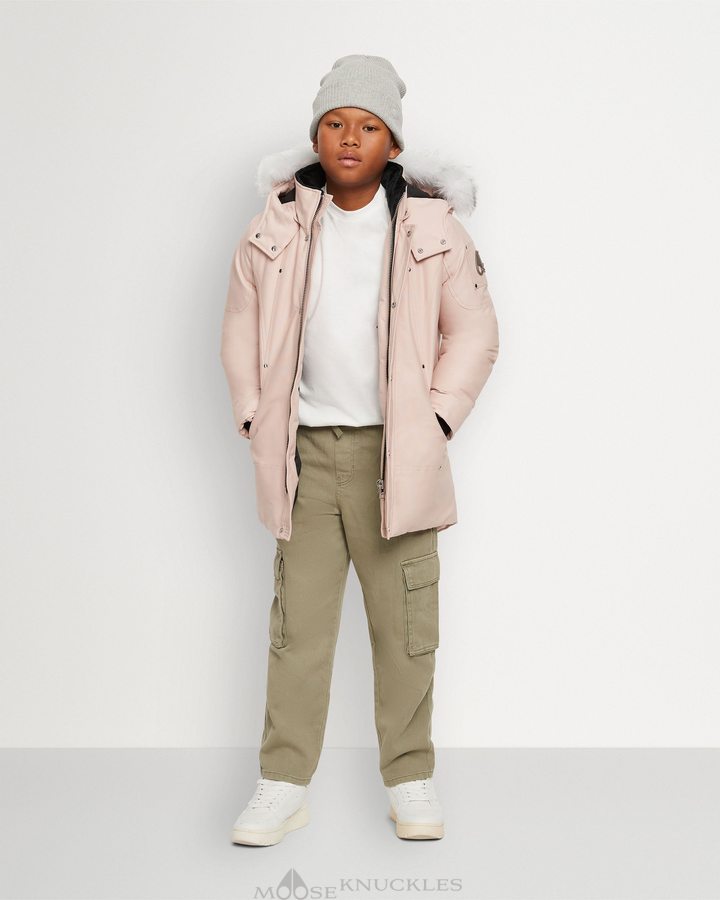 Dusty Rose / Natural Shearling Kids\' Moose Knuckles Original Parka Shearling Parkas | MXH-482593