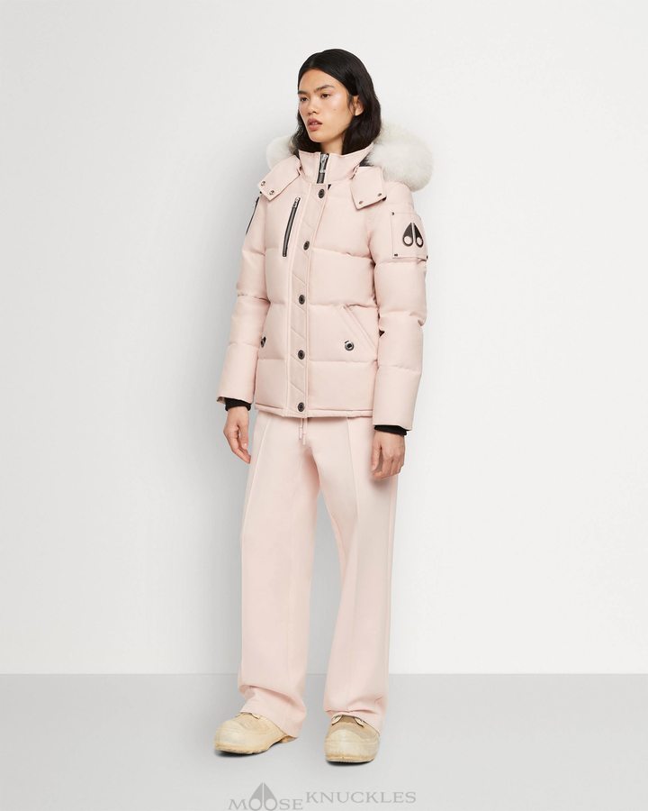 Dusty Rose / Natural Shearling Women Moose Knuckles Original 3q Shearling Jackets | SZA-926451