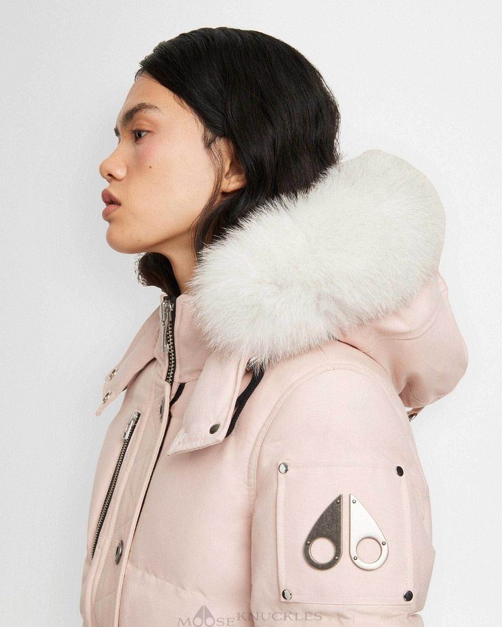 Dusty Rose / Natural Shearling Women Moose Knuckles Original 3q Shearling Jackets | SZA-926451