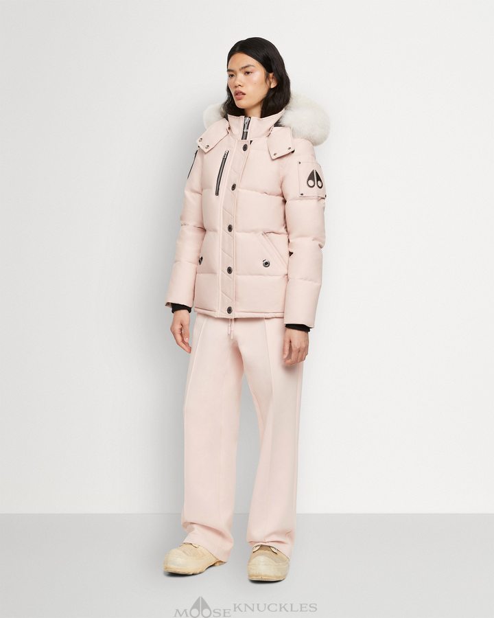 Dusty Rose / Natural Shearling Women Moose Knuckles Original 3q Shearling Jackets | SZA-926451