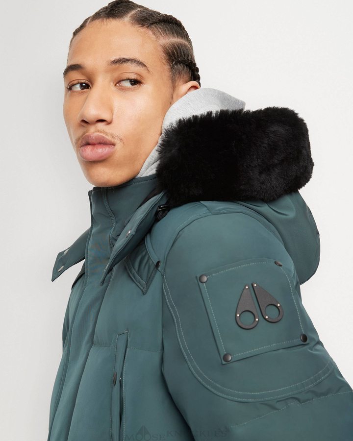 Forest Hill / Black Shearling Men Moose Knuckles Onyx Big Ridge Parka Shearling Parkas | ZIF-528416