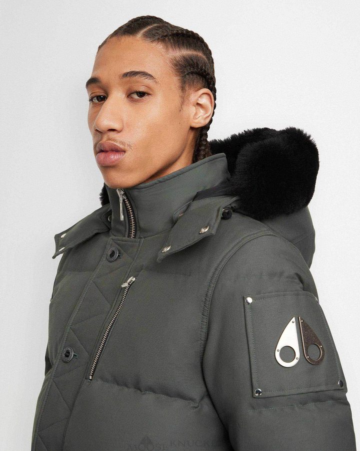 Forest Hill / Black Shearling Men Moose Knuckles Original 3q Jacket Shearling Jackets | OMV-970463