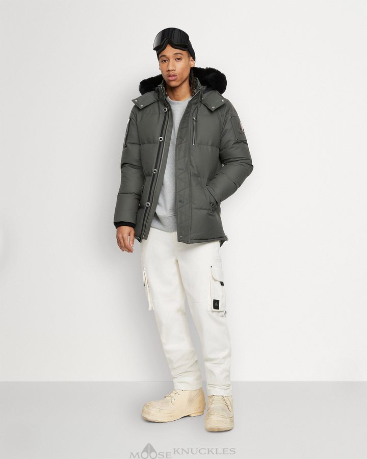 Forest Hill / Black Shearling Men Moose Knuckles Original 3q Jacket Shearling Jackets | OMV-970463