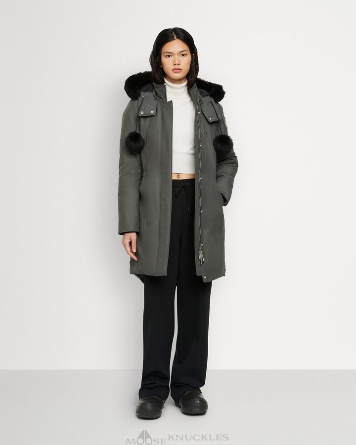 Forest Hill / Black Shearling Women Moose Knuckles Original Stirling Parka Shearling Parkas | VUY-745082