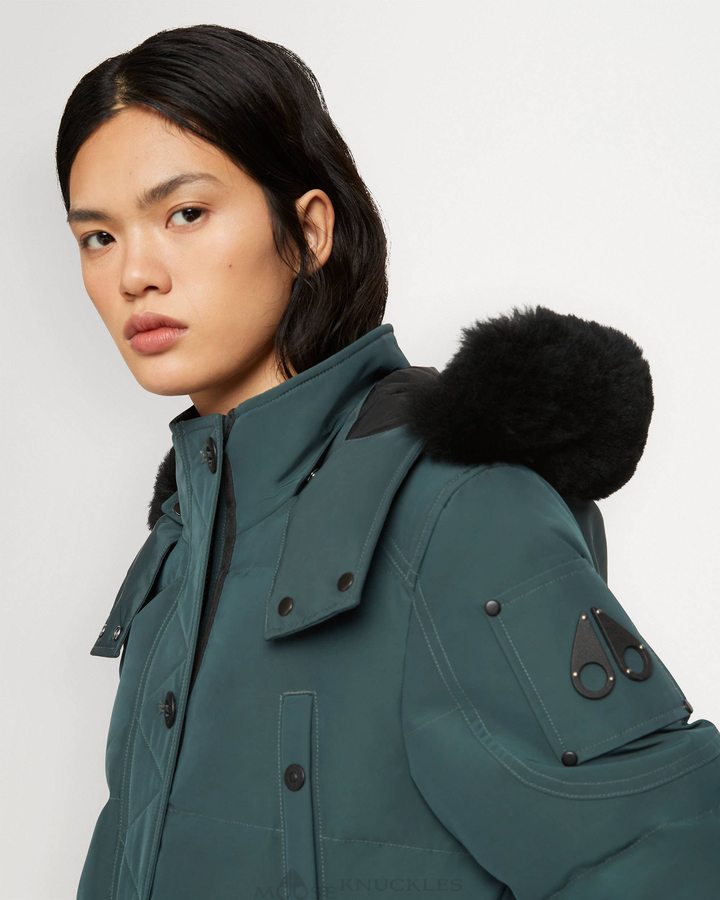 Forest Hill / Black Shearling Women Moose Knuckles Onyx Anguille Jacket Shearling Jackets | XUO-104258