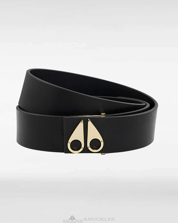 Gold Men Moose Knuckles Logo Icon Belt Belts | PZR-203745